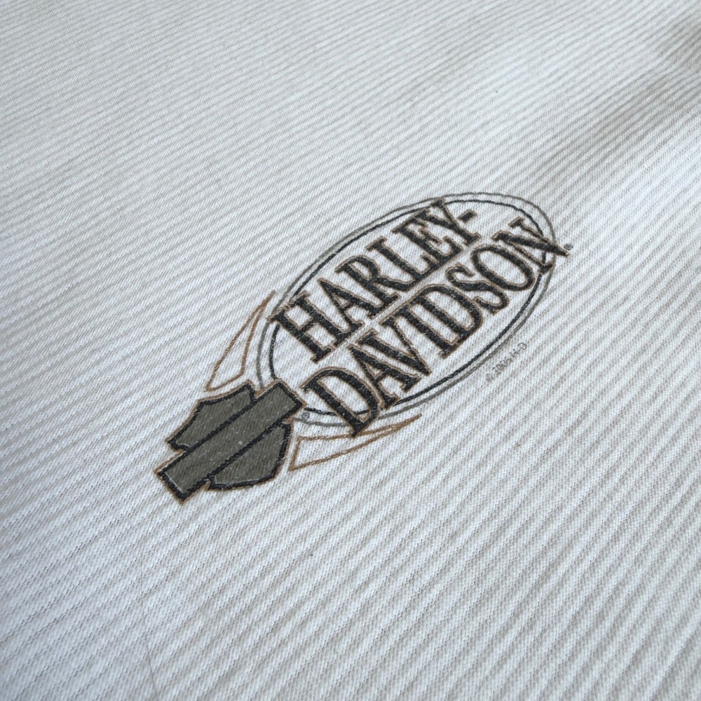 Harley Davidson Mens Mankato MN Henley T Shirt XXL Cream Textured Short Sleeve - Picture 9 of 12